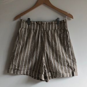 Ichi %100 cotton elastic waist striped shorts, size 36 (US S)